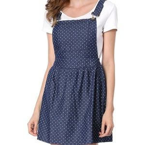 Polka Dot Pleated Overall Skater Skirt L